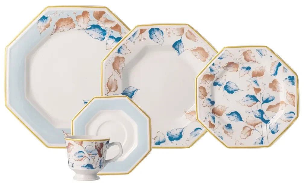 Aparelho Jantar e Chá Porcelana Schmidt 30 Peças - Dec. Jerico