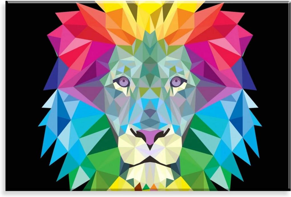 Tela Love Decor Decorativa em Canvas  Lion Multicolorido 90x60cm