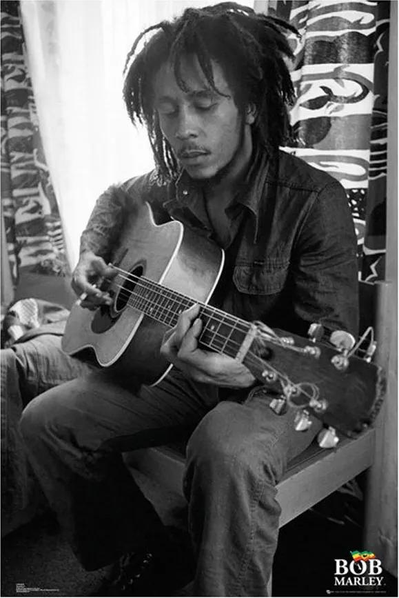 Gravura Poster Para Quadros Bob Marley Em Preto E Branco 60x90cm.