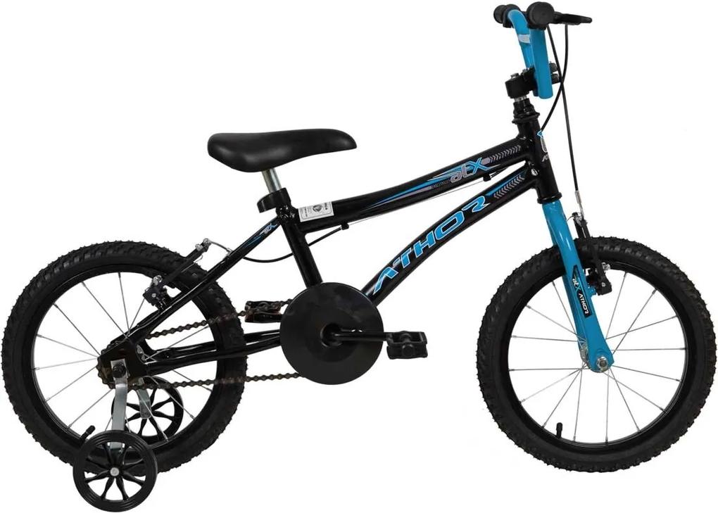 Bicicleta infantil Aro 16 M. Top Atx Preta E Azul Athor Bike