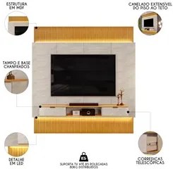 Painel Para TV 85 Pol Canelado Extensível Piso ao Teto D04 Quartzo/Ced