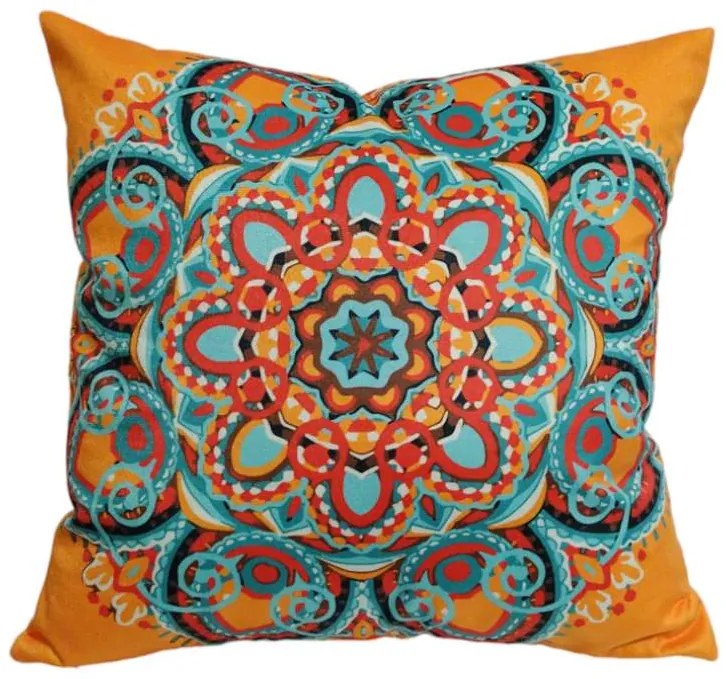 Almofada Mandala Indiana 45x45cm Várias Estampas - Azul Turquesa - Somente Capa