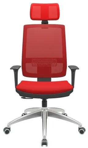 Cadeira Office Brizza Tela Vermelha Com Encosto Assento Aero Vermelho RelaxPlax Base Aluminio 126cm - 63531 Sun House