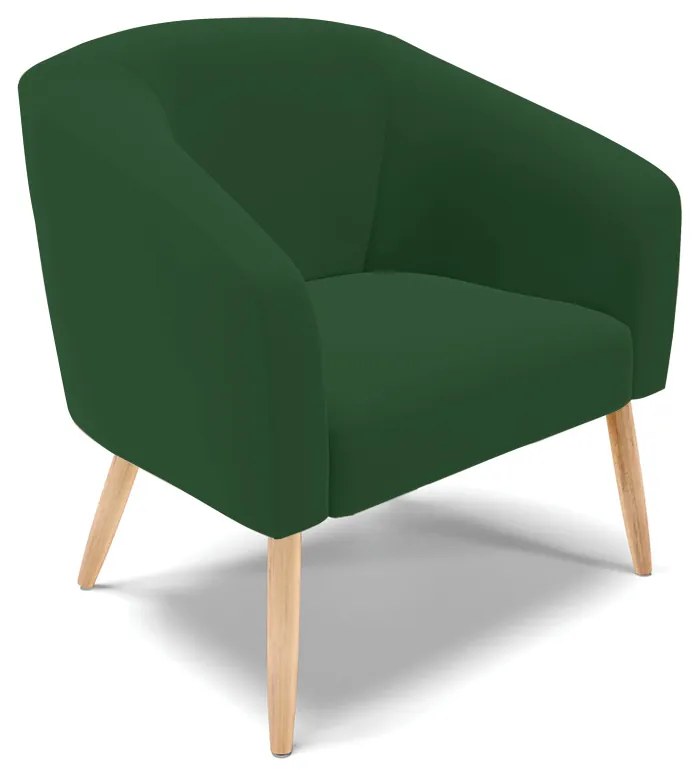 Poltrona Stella Veludo Verde Pés Palito Natural - D'Rossi