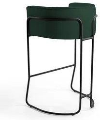 Banqueta Decorativa Base Aço Preto Betina Veludo C-303 Verde Musgo - D