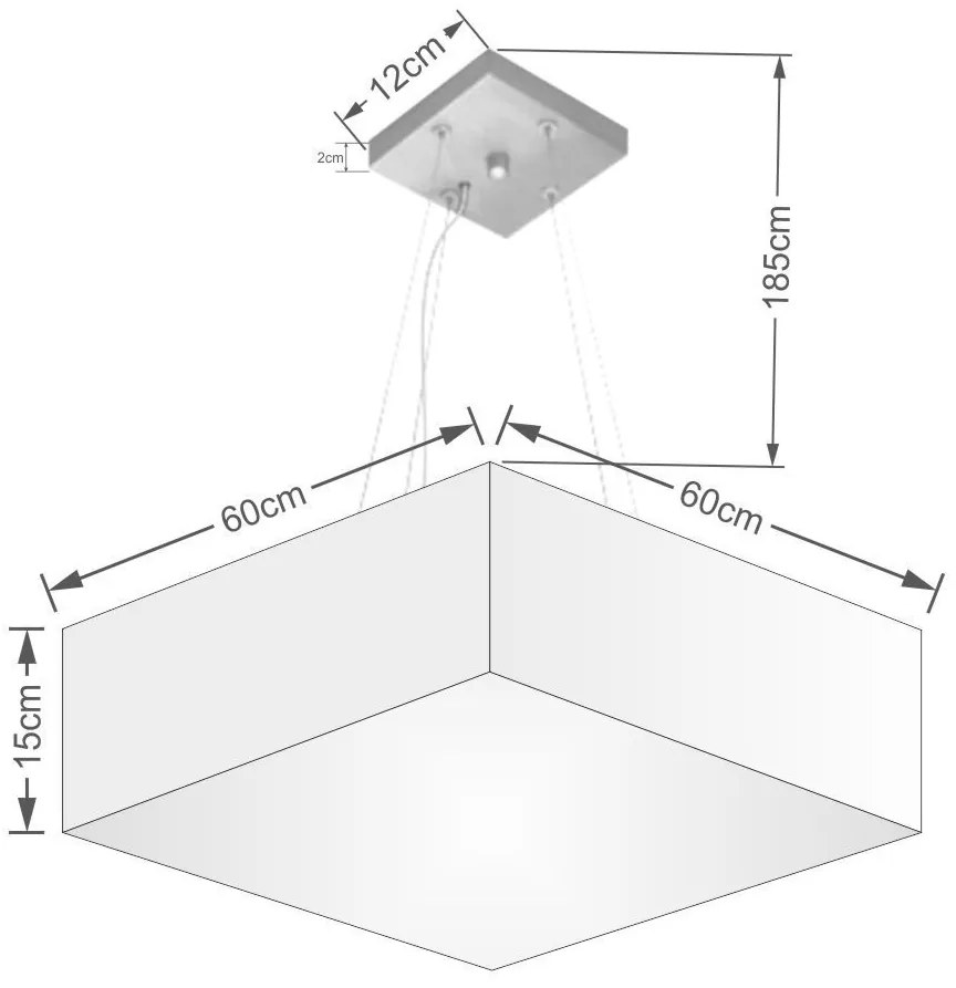 Lustre Pendente Quadrado Bege MJ-4198 Para Mesa de Jantar e Estar