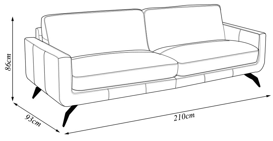 Sofá Decorativo Thalia 3 Lugares Sala de estar 210cm Pés em Aço Couro Caramelo G88 - Gran Belo