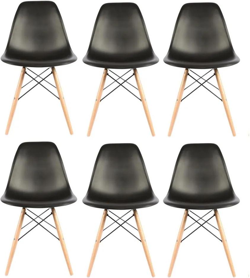 Conjunto 6 Cadeiras Eiffel Eames DSW Preta