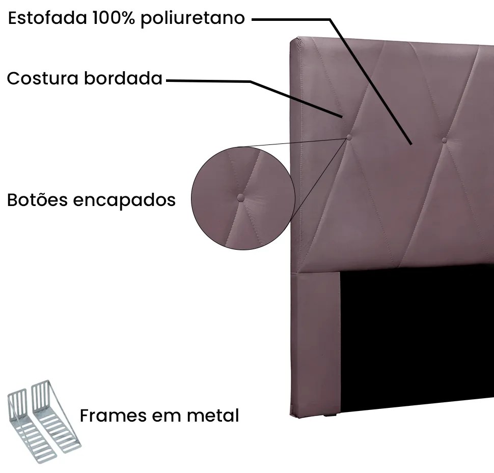 Cabeceira Cama Box Casal 140 cm Aquilla Veludo Uva S04 - D'Rossi