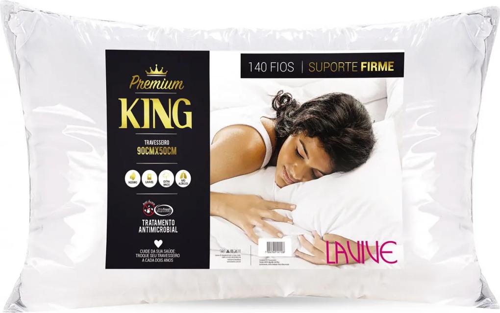 Travesseiro Premium King 90cm x 50cm Suporte Firme - Branco