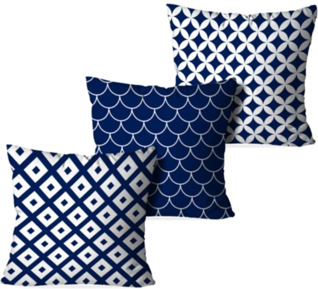 Kit 3 Capas Love Decor para Almofadas Decorativas Multi Geometric Multicolorido Azul