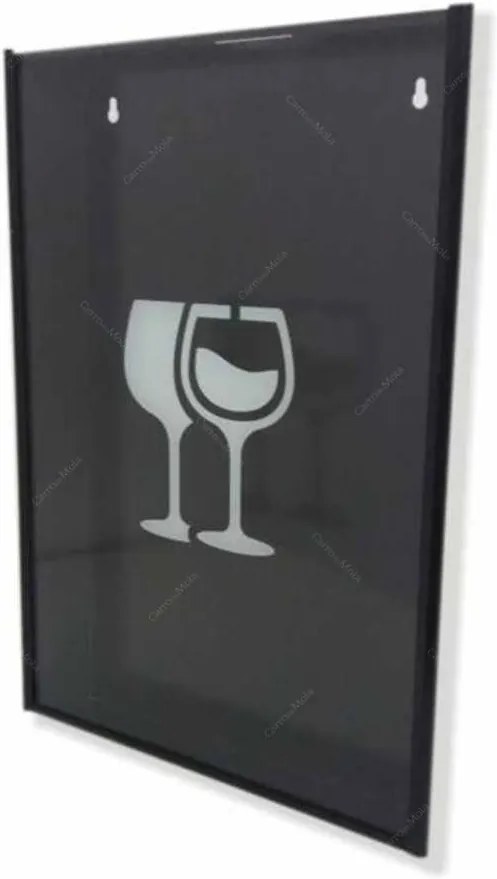 Quadro para Rolhas Taças de Vinho c/ Impressão Digital em Vidro/Metal