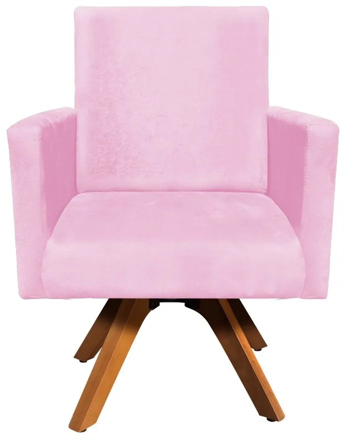 POLTRONA GIRATORIA NINA SUEDE BASE MADEI - Rosa Bebê