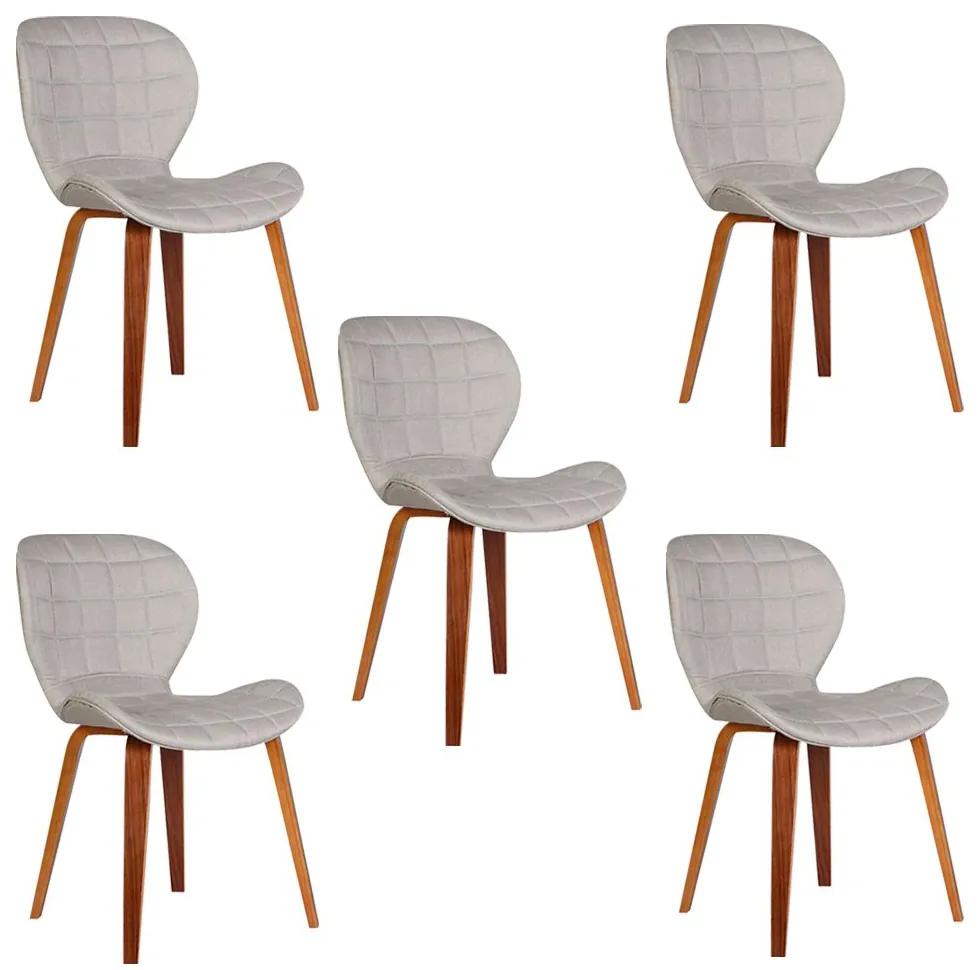 Kit 5 Cadeiras Decorativas de Escritório Recepção GranClass Linho Bege - Gran Belo