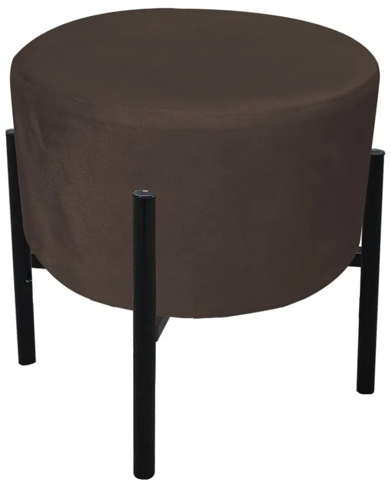 Puff Banqueta Decorativo Industrial Preto Kit 2 Iron Suede D03 - D'Rossi - Marrom