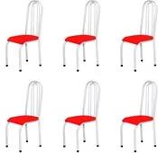 Kit 6 Cadeiras Altas 0.123 Anatômica Branco/Vermelho - Marcheli