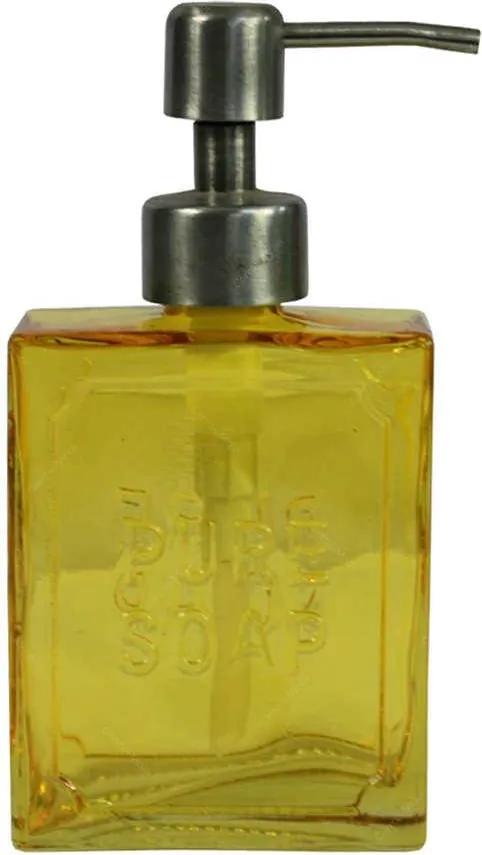Porta Sabonete Líquido Pure Soap Amarelo em Vidro - Urban - 16,5x8 cm