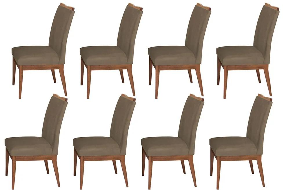 Conjunto 8 Cadeira Decorativa Leticia Aveludado Cappuccino
