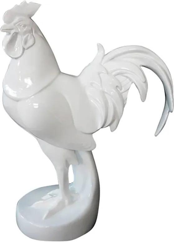 Escultura Noble Rooster Pequeno Branco em Resina - Urban - 23x17 cm