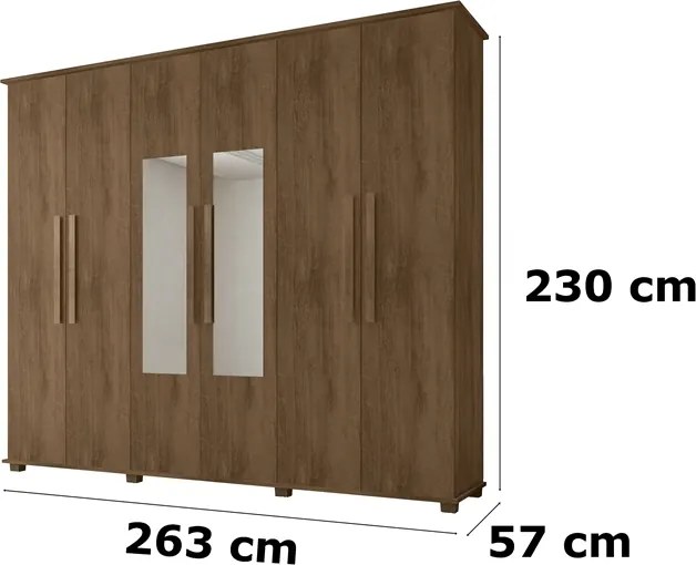 Guarda-Roupa Casal 6 Portas C/Espelho Amsterdã Freijó – RV Móveis