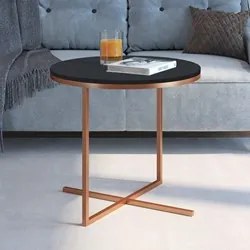 Mesa de Centro Redonda Média Volpi 24815 Preto Base Cobre - Artesano