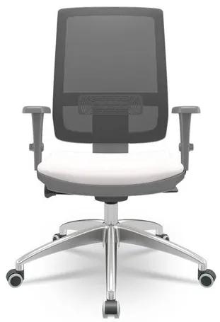 Cadeira Brizza Diretor Grafite Tela Preta com Assento Vinil Eco Branco Base Autocompensador Aluminio - 65803 Sun House