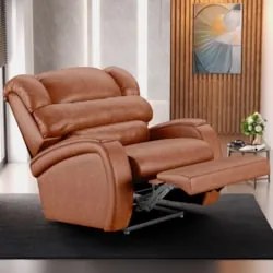 Poltrona do Papai Reclinável Kalie Power Touch Massagem FH9 PU Caramel