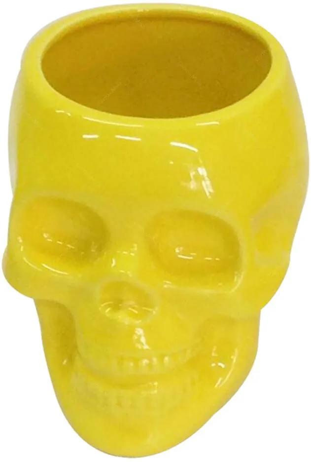 Pote sem Tampa Skull Amarelo Brilhante Médio em Cerâmica - Urban