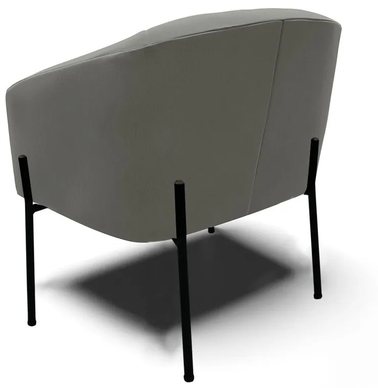 Poltrona Decorativa Pé de Ferro Preto Stella Suede D03 - D'Rossi - Grafite