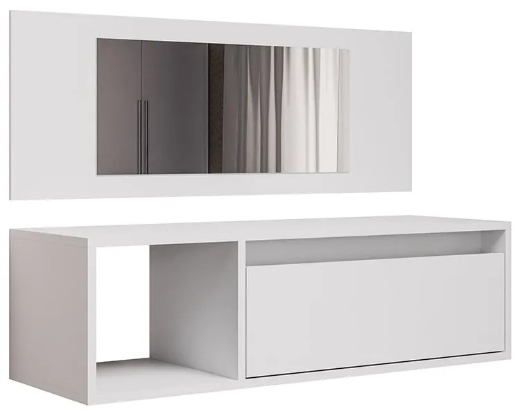 Penteadeira Camarin Suspenso Espelho 1P Nicho Quarto Mayumi 90cm Branco M12 - D'Rossi