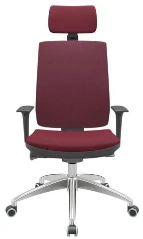 Cadeira Office Brizza Soft Poliester Vinho Autocompensador Com Encosto Cabeça Base Aluminio 126cm - 63469 Sun House