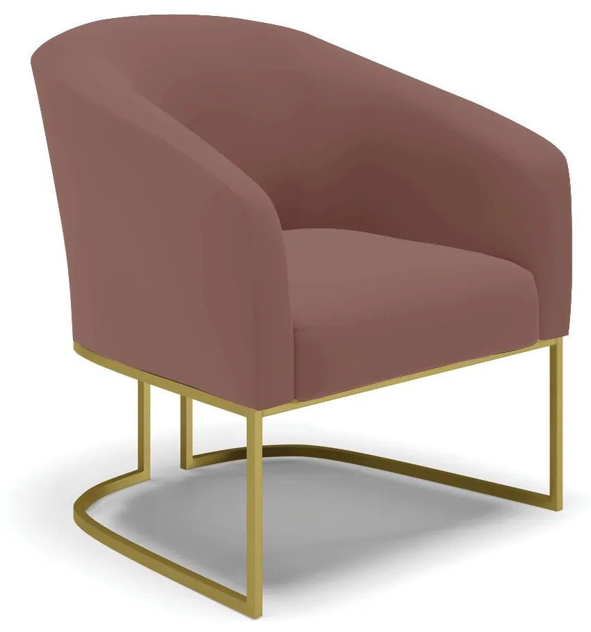 Cadeira Sala de Jantar Base Industrial Dourado Stella Veludo D03 - D'Rossi - Rose