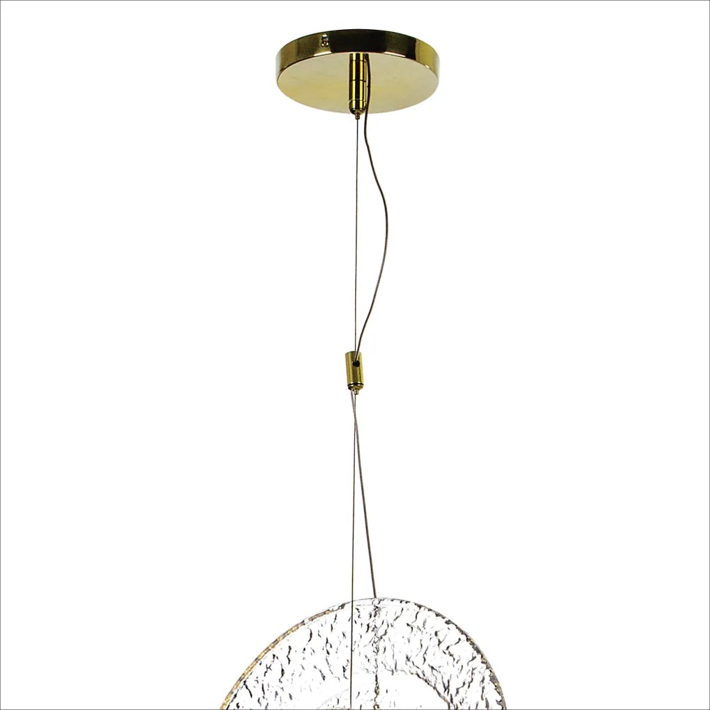 Pendente Cerchio Ø27,5X9,5Cm Disco De Vidro E Metal Alumínio 01Xled 5,... (DOURADO BRILHO)