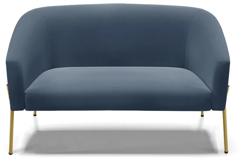 Sofá 2 Lugares Namoradeira Pé de Ferro Dourado Stella Suede D03 - D'Rossi - Azul Marinho