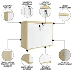 Conjunto Escritório Home Office 3 Peças Mesa em U Corp A06 Carvalho/Br