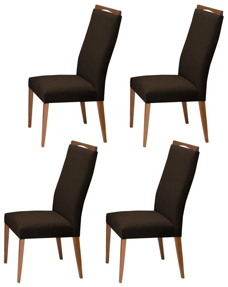 Conjunto 4 Cadeira Decorativa Lívia Veludo Marrom