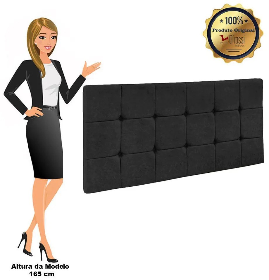 Cabeceira Painel Sleep para Cama Box Solteiro 90 cm Veludo Preto - D'Rossi