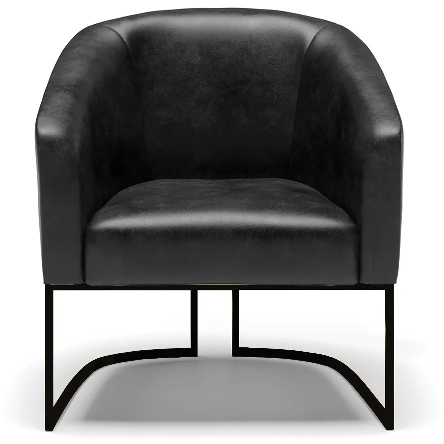 Poltrona Decorativa Industrial Preto Kit 2 Stella Sintético PU D03 - D'Rossi - Preto