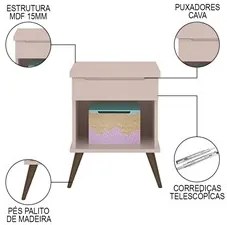 Mesa de Cabeceira Infantil com 1 Gaveta Melinda Rosê - Phoenix