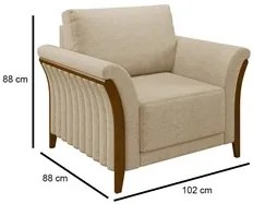 Kit 2 Poltronas Decorativas Sala de Estar 102cm Pés Madeira Roya M22 L