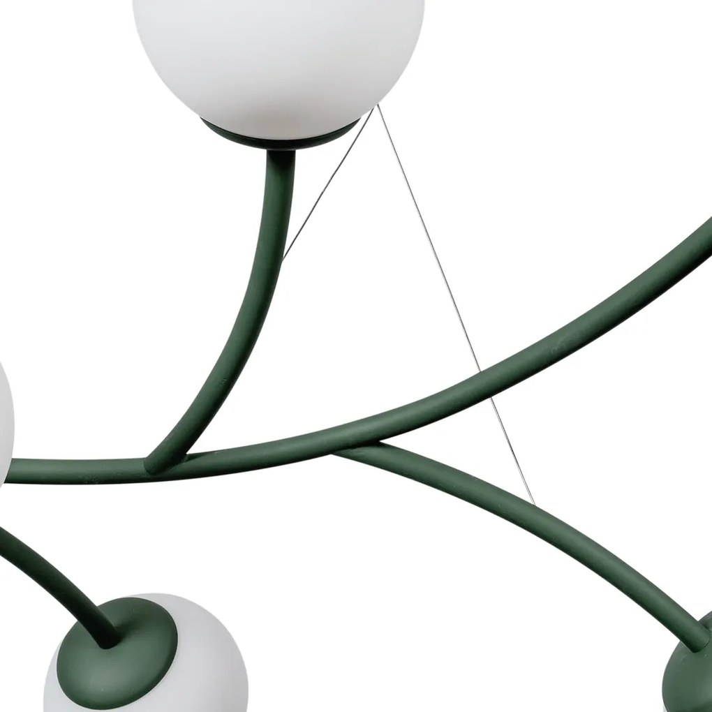 Pendente Zucca 65X142Cm 10Xg9 Cabo Aço Chumbador + Cabo Rayon / Globo... (PT / CB-PV - Preto Texturizado / Cobre Brilho Polido Verniz, AMBAR)