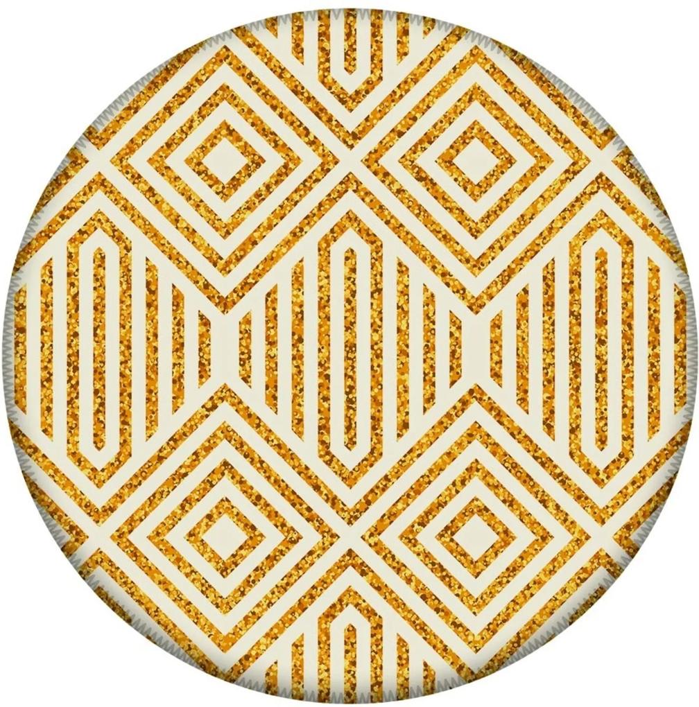 Tapete Love Decor Redondo Wevans Geométrico Amarelo 84cm