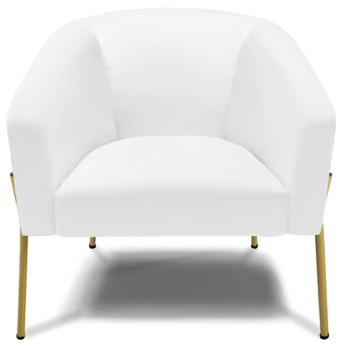 Poltrona Decorativa Pé de Ferro Dourado Kit 2 Stella Sintético Branco D03 - D'Rossi