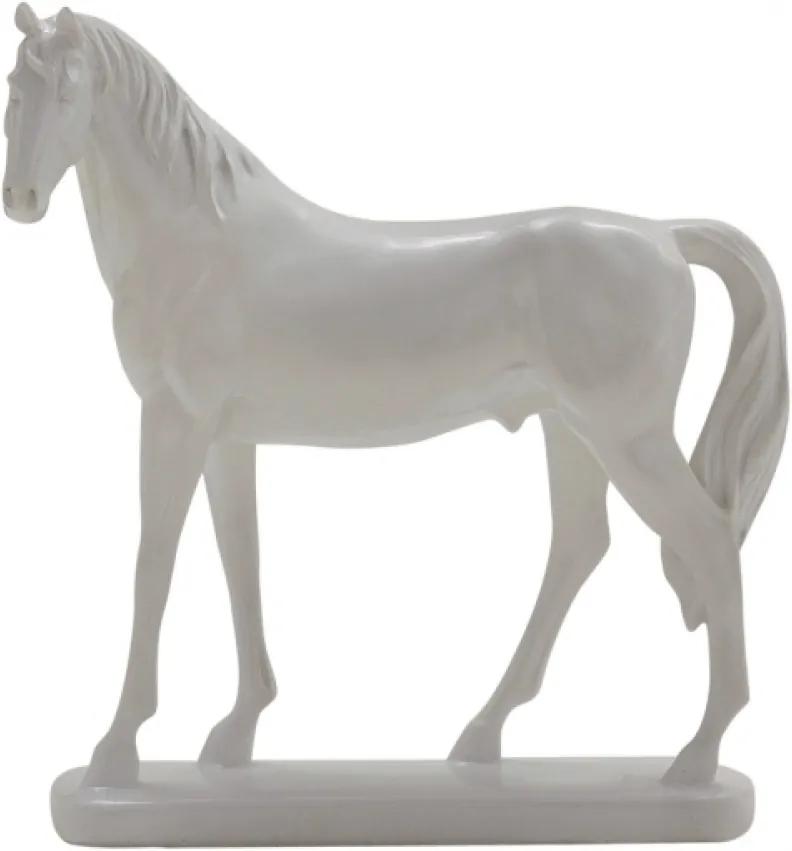 escultura cavalo QUÉOPS resina branca 26,5cm Ilunato NA0358