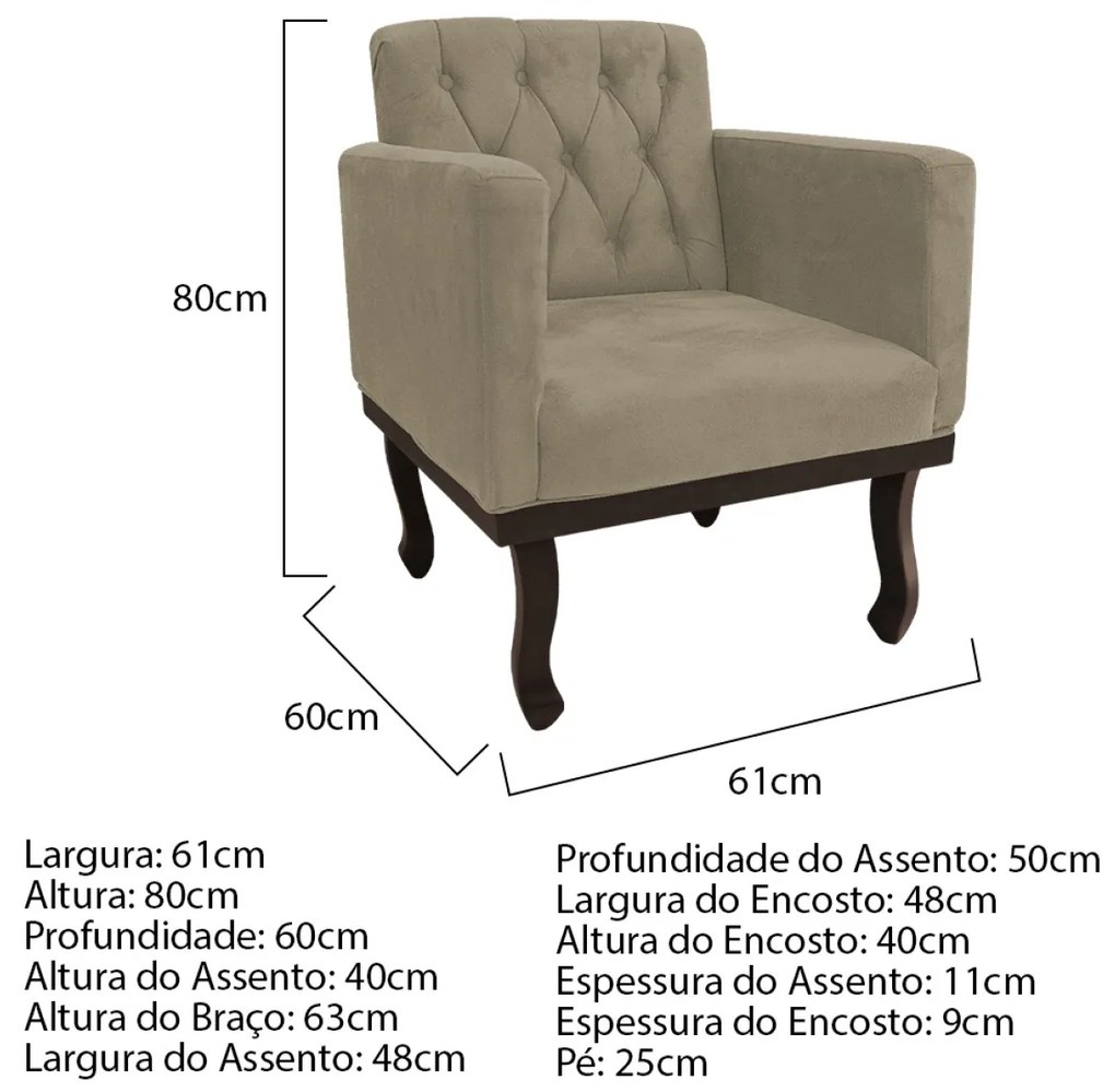 Kit 2 Poltronas Classic Suede - ADJ Decor