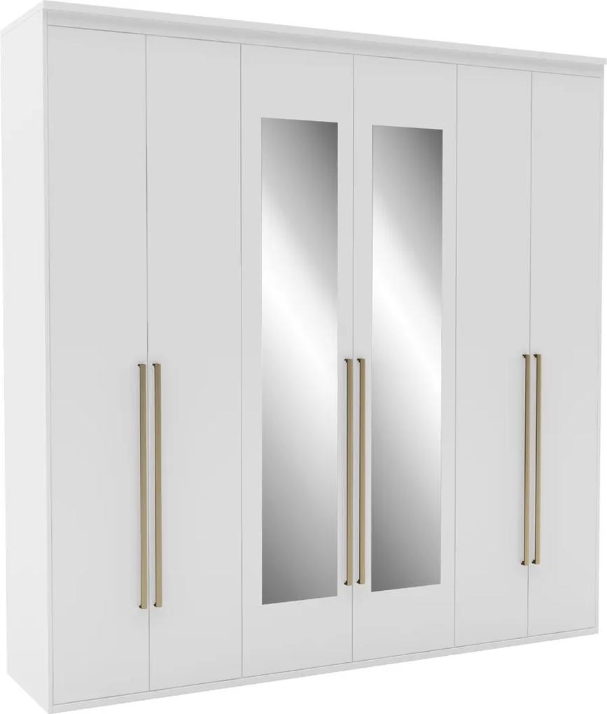 Guarda-Roupa de Casal Originale 6 Portas Com Espelho 227 cm Branco - Belmax