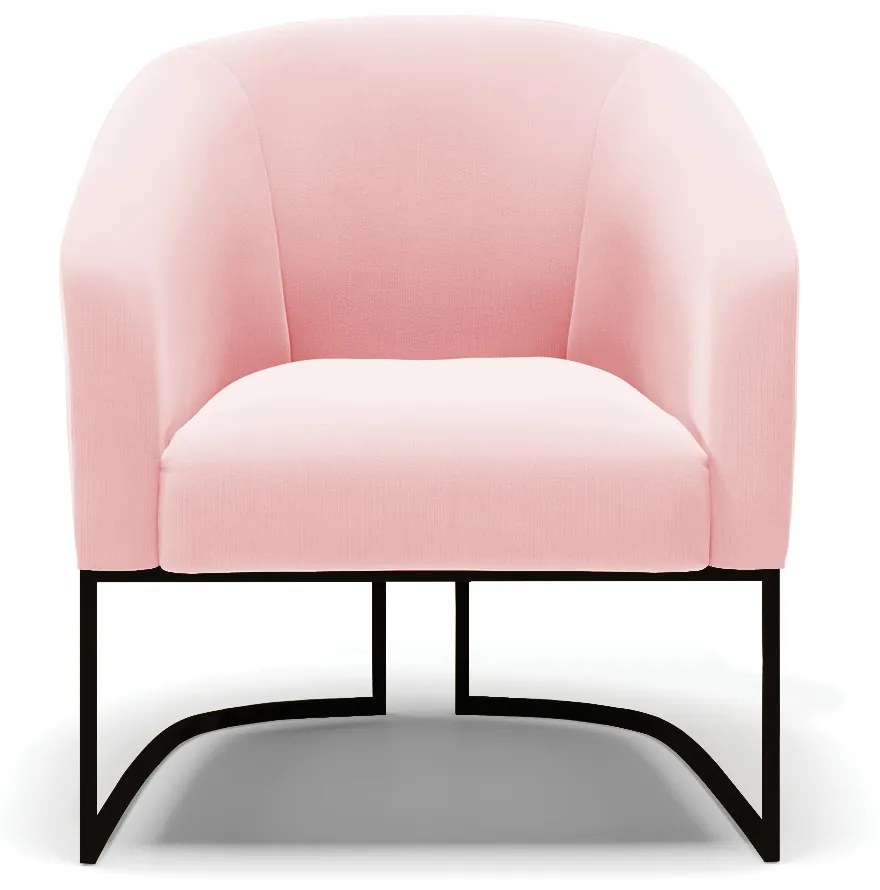 Poltrona Decorativa Industrial Preto Kit 2 Stella Suede D03 - D'Rossi - Rosa Bebê
