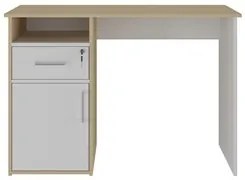 Mesa Escrivaninha Home Office 110cm Ally A06 Carvalho/Branco - Mpozena