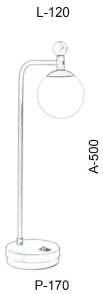 Abajur Detalhe Madeira 12X50X1714Cm Metal E Globo Ø10Cm 01Xg9 |Old Art... (PRETO, FOSCO (BRANCO))