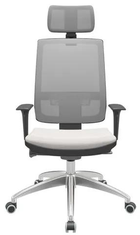 Cadeira Office Brizza Tela Cinza Com Encosto Assento Facto Dunas Branco Autocompensador 126cm - 63201 Sun House